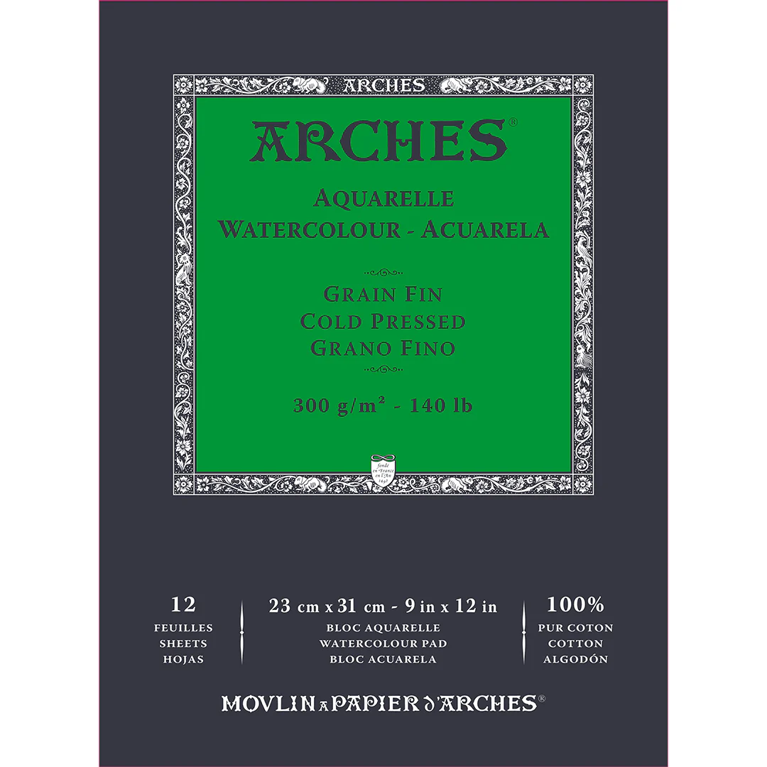 Arches Aquarelle Cold Pressed Pad 23 x 31 Natural White