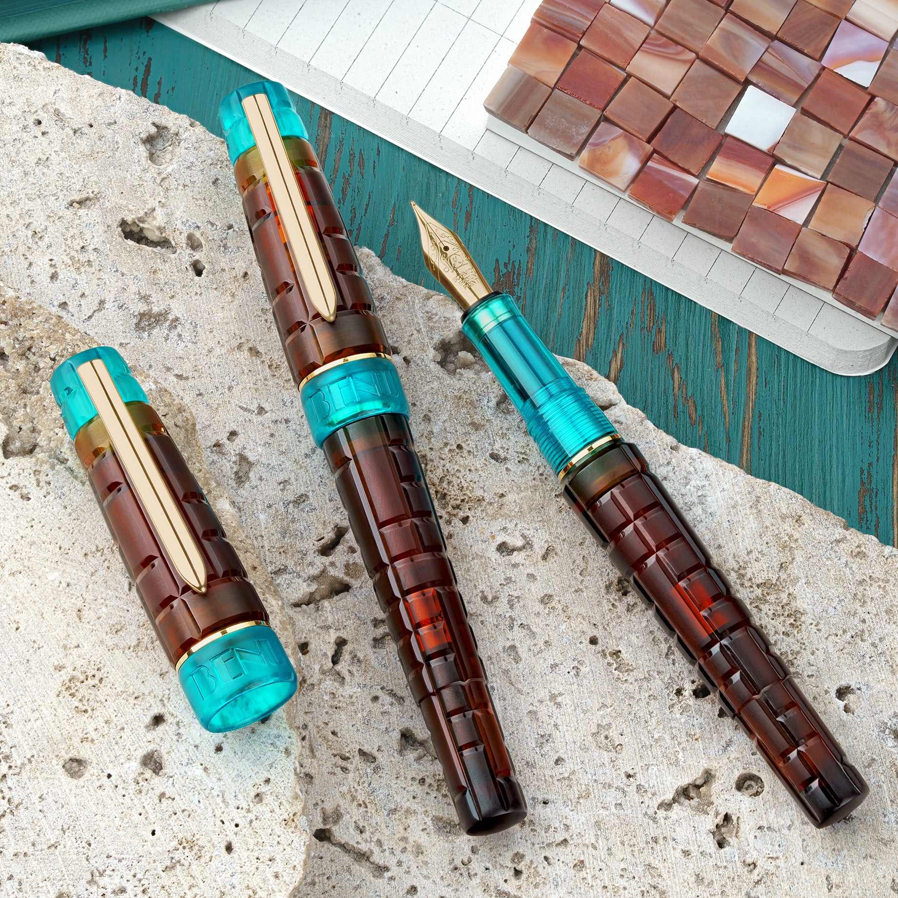 Benu Tessera Fountain Pen Ribbon Turquoise - Image 3