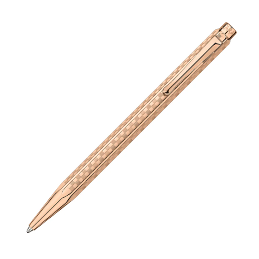 Caran d'Ache Ecridor Ballpoint Pen Damier Rose Gold with Leather Case