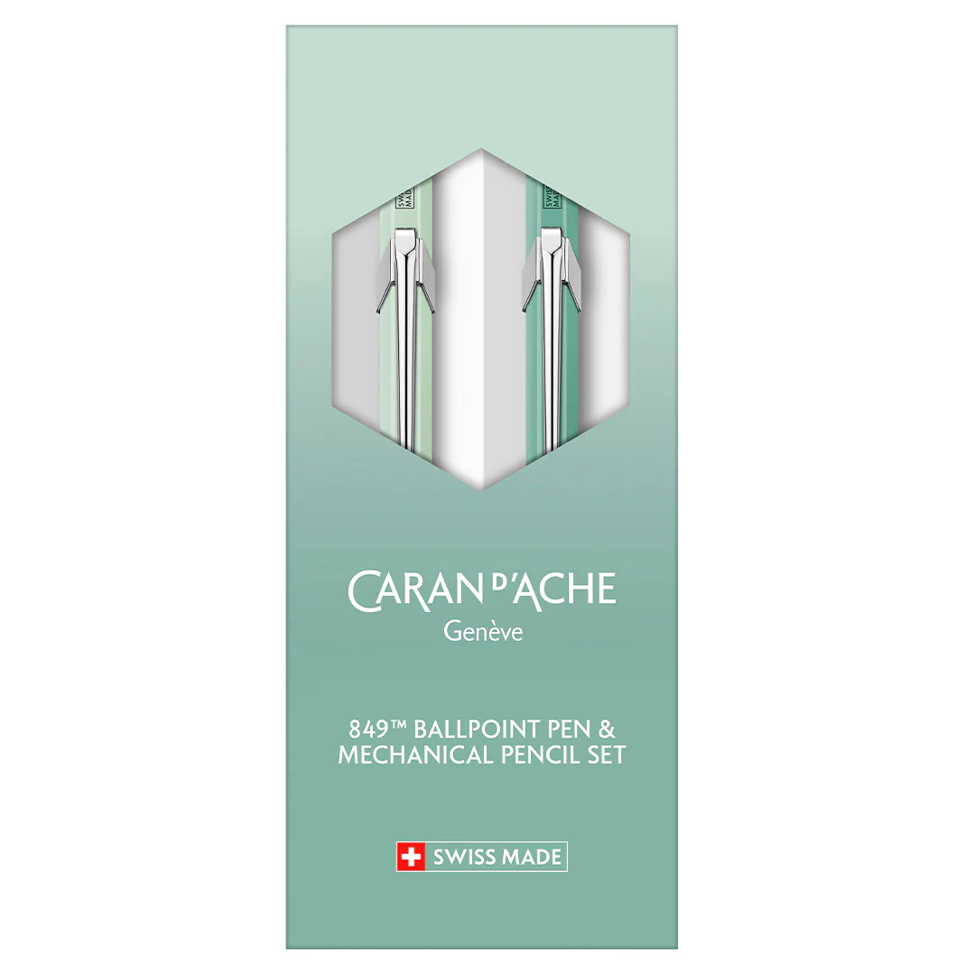 Caran d'Ache Special Edition 849 Ballpoint Pen & 844 Mechanical Pencil 0.5 mm Set Misty Forest - Image 3