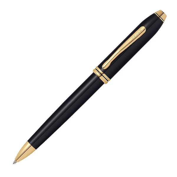 Cross Townsend Ballpoint Pen Black Lacquer Gold Trim