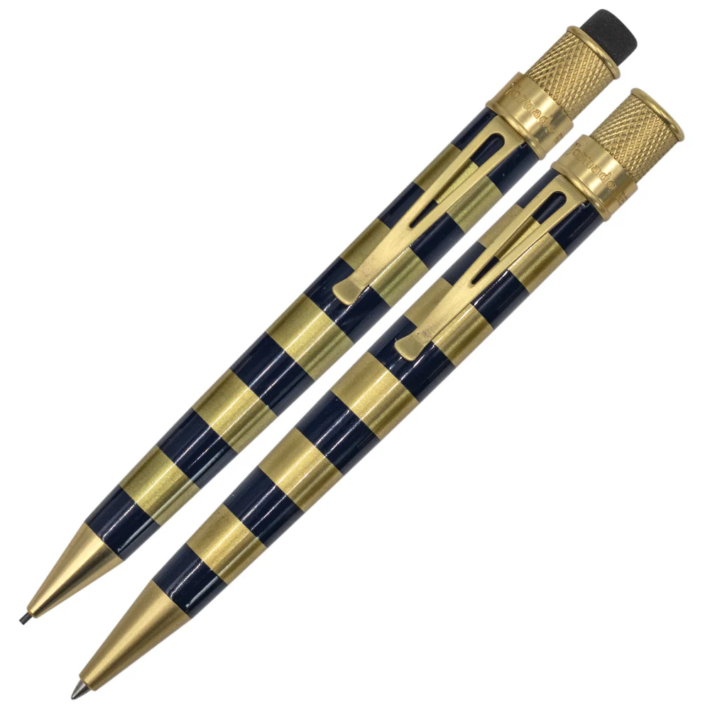 Cult Pens Exclusive Gilded Rings Tornado Rollerball and Mechanical Pencil Set by Retro 51