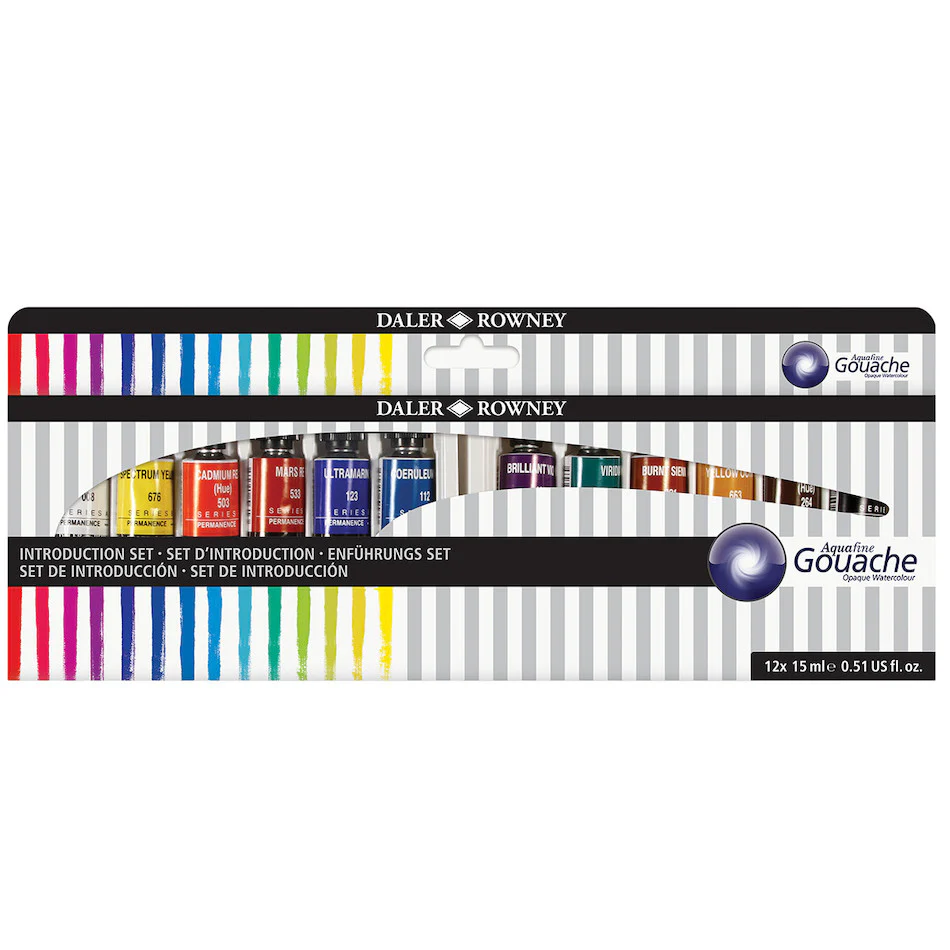 Daler-Rowney Aquafine Gouache Paint 15ml Set of 12