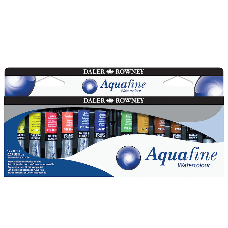 Daler-Rowney Aquafine Watercolour Paint Introduction Set of 12