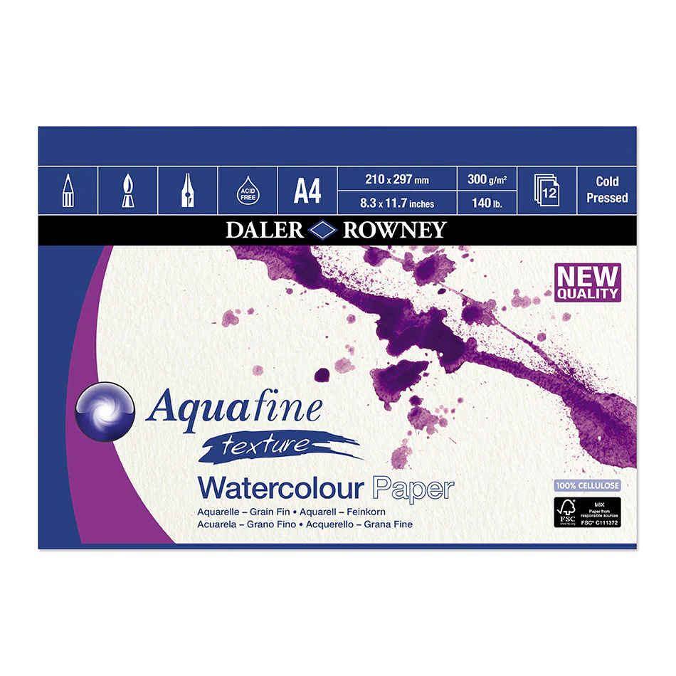 Daler-Rowney Aquafine Watercolour Texture Pad A4 12 Sheets