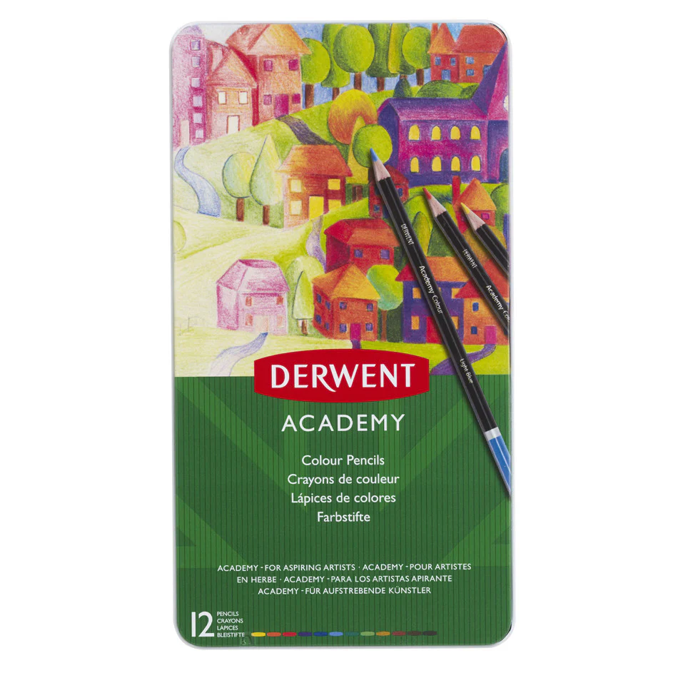 Derwent Academy Colouring Pencils Tin of 12 Assorted - Image 2