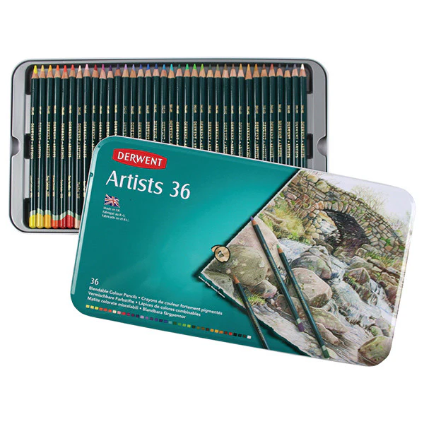 Derwent Artists Coloured Pencils Tin of 36 - Image 2