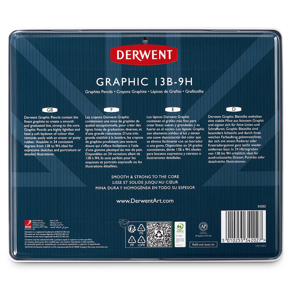 Derwent Graphic Graphite Pencil Tin of 24 - Image 5