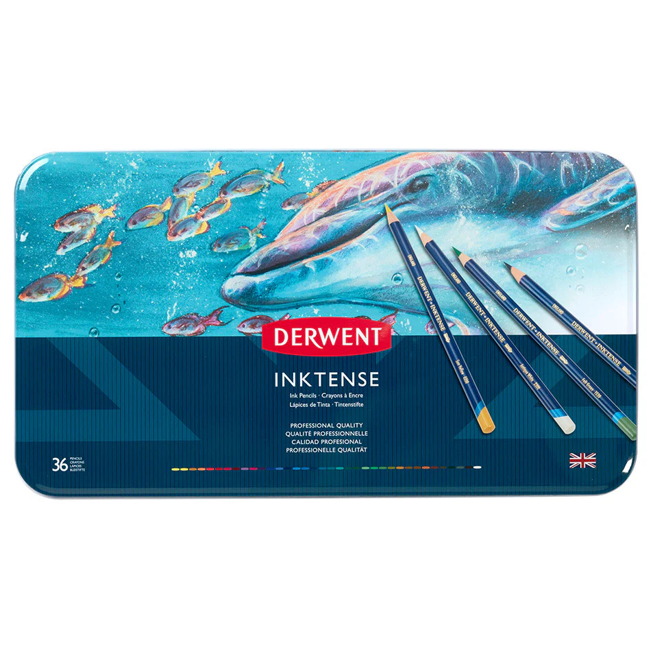 Derwent Inktense Coloured Pencils Tin of 36