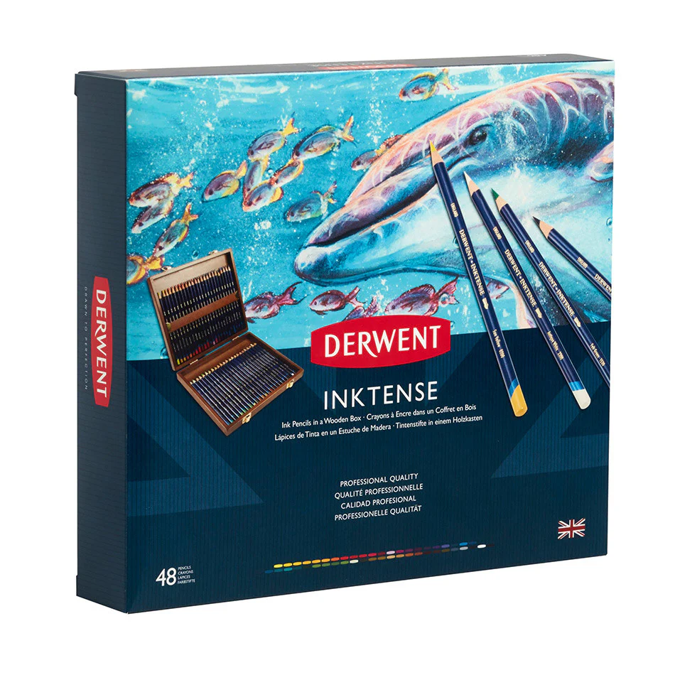 Derwent Inktense Coloured Pencils Wooden Box of 48 - Image 2