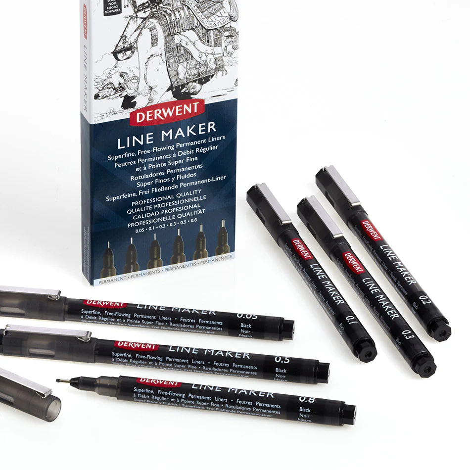 Derwent Line Maker Drawing Pen Black Set of 6 - Image 2