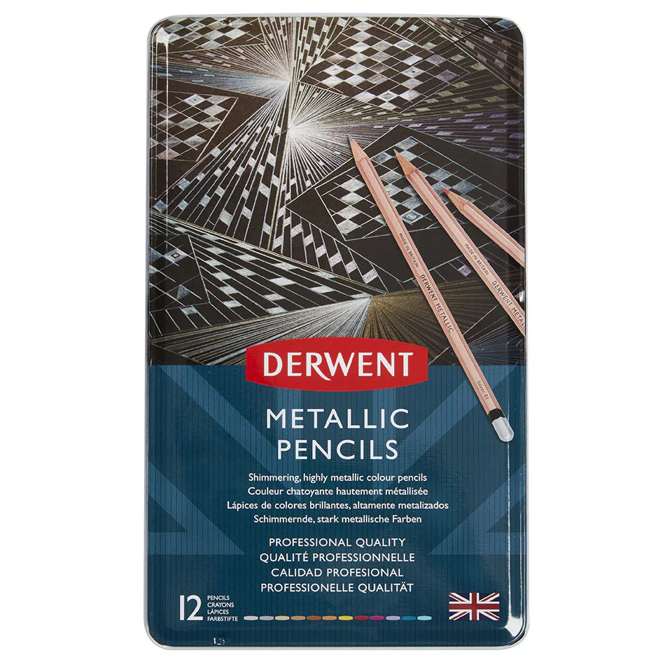 Derwent Metallic Pencils Tin of 12