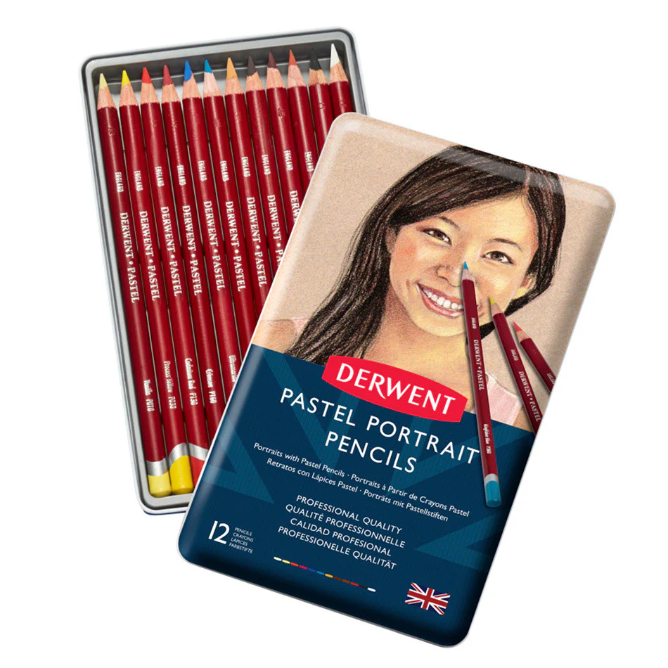 Derwent Pastel Pencil Tin of 12 Skintones - Image 2