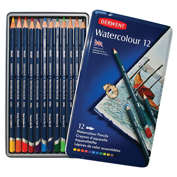 Derwent Watercolour Pencils Tin of 12 - Image 2