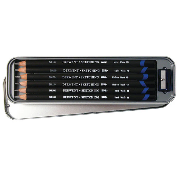 Derwent Watersoluble Graphite Sketching Pencil Tin of 6 - Image 2