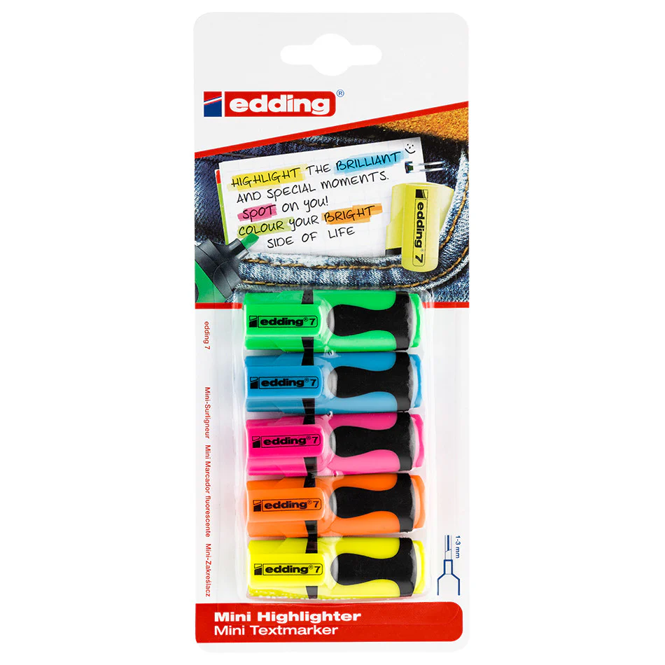 edding 7 Mini Highlighter Assorted Set of 5