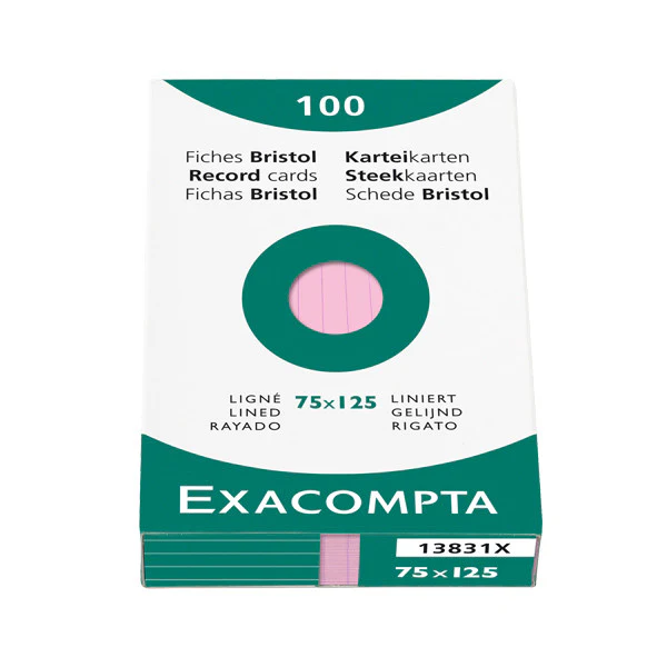 Exacompta Pink 5 x 3 (125 x 75) Record Cards Pack of 100