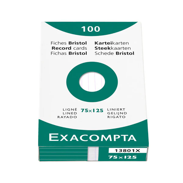 Exacompta White 5 x 3 (125 x 75) Record Cards Pack of 100