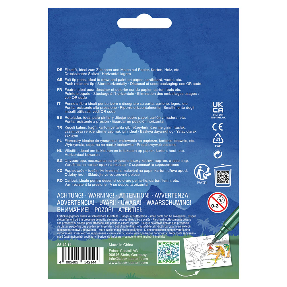 Faber-Castell Dinosaur Felt-tip Pen Set of 13 - Image 3
