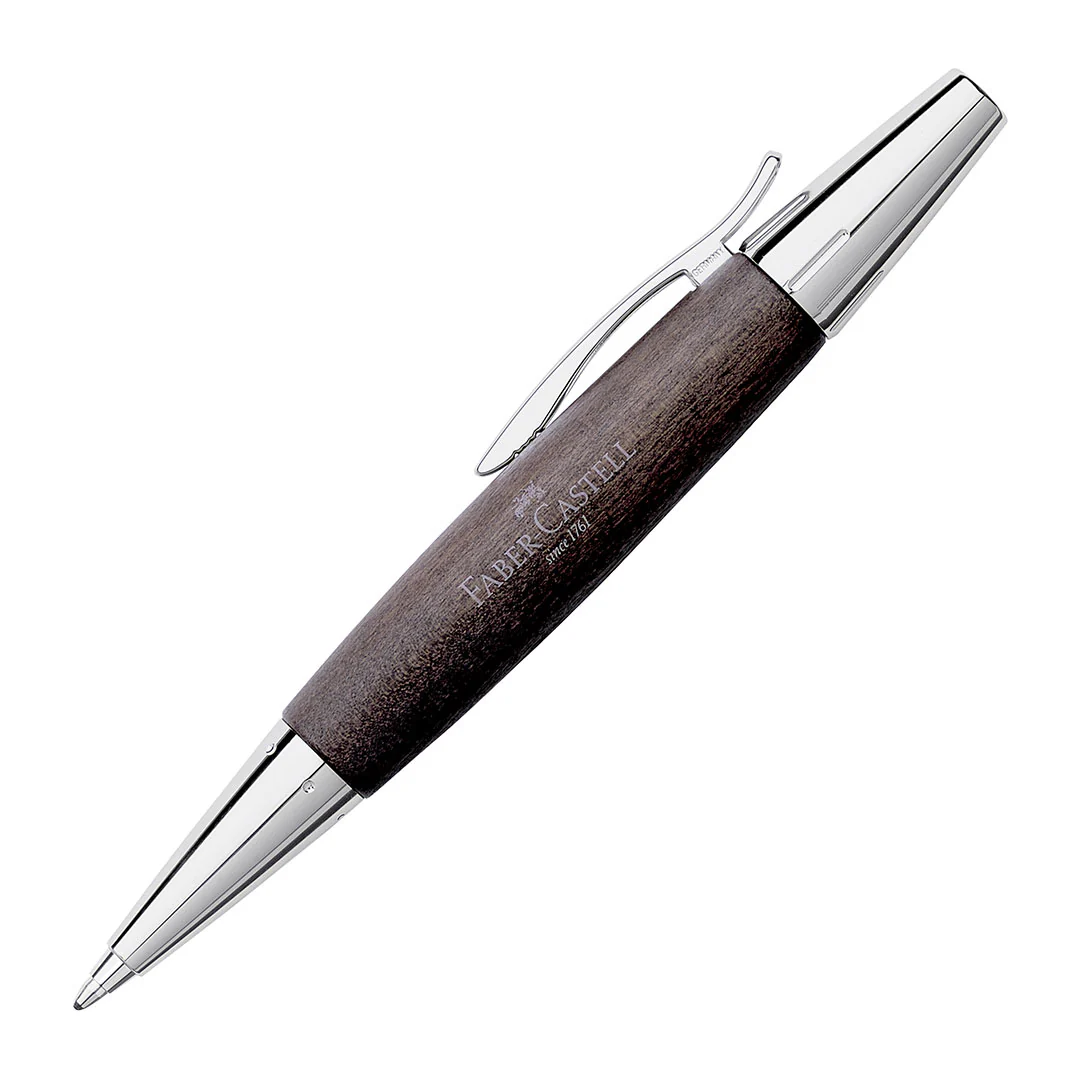 Faber-Castell e-motion Ballpoint Pen Chrome and Wood - Image 2