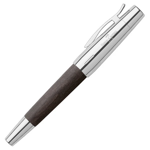 Faber-Castell e-motion Fountain Pen Chrome and Black Pearwood - Image 2