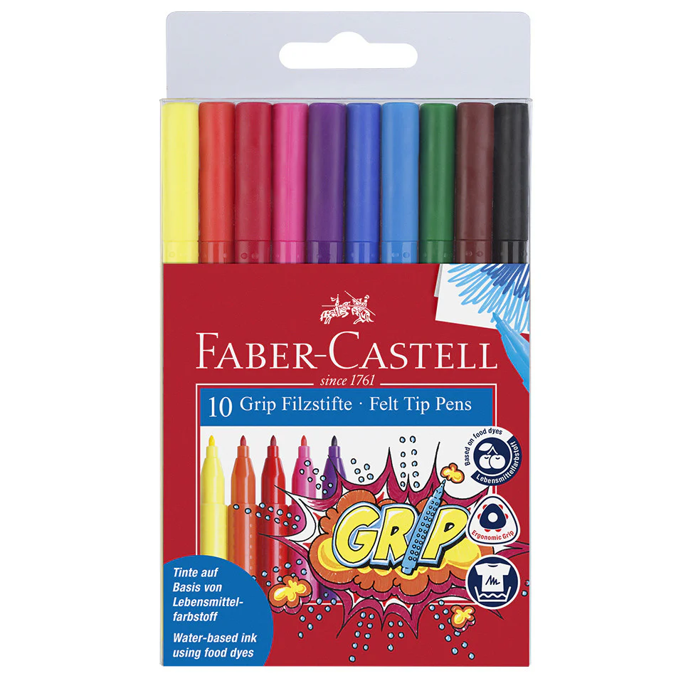 Faber-Castell Grip Colour Marker Pens Set of 10