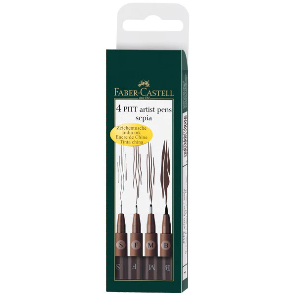 Faber-Castell Pitt Artist Pen Wallet of 4 Set 1
