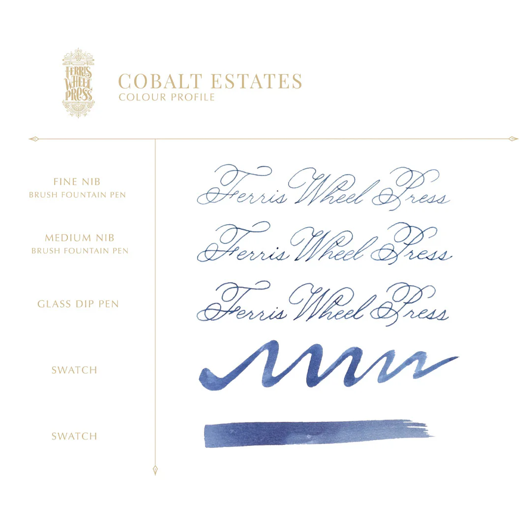 Ferris Wheel Press Everyday Fountain Pen Ink 10ml Cobalt Estates - Image 3