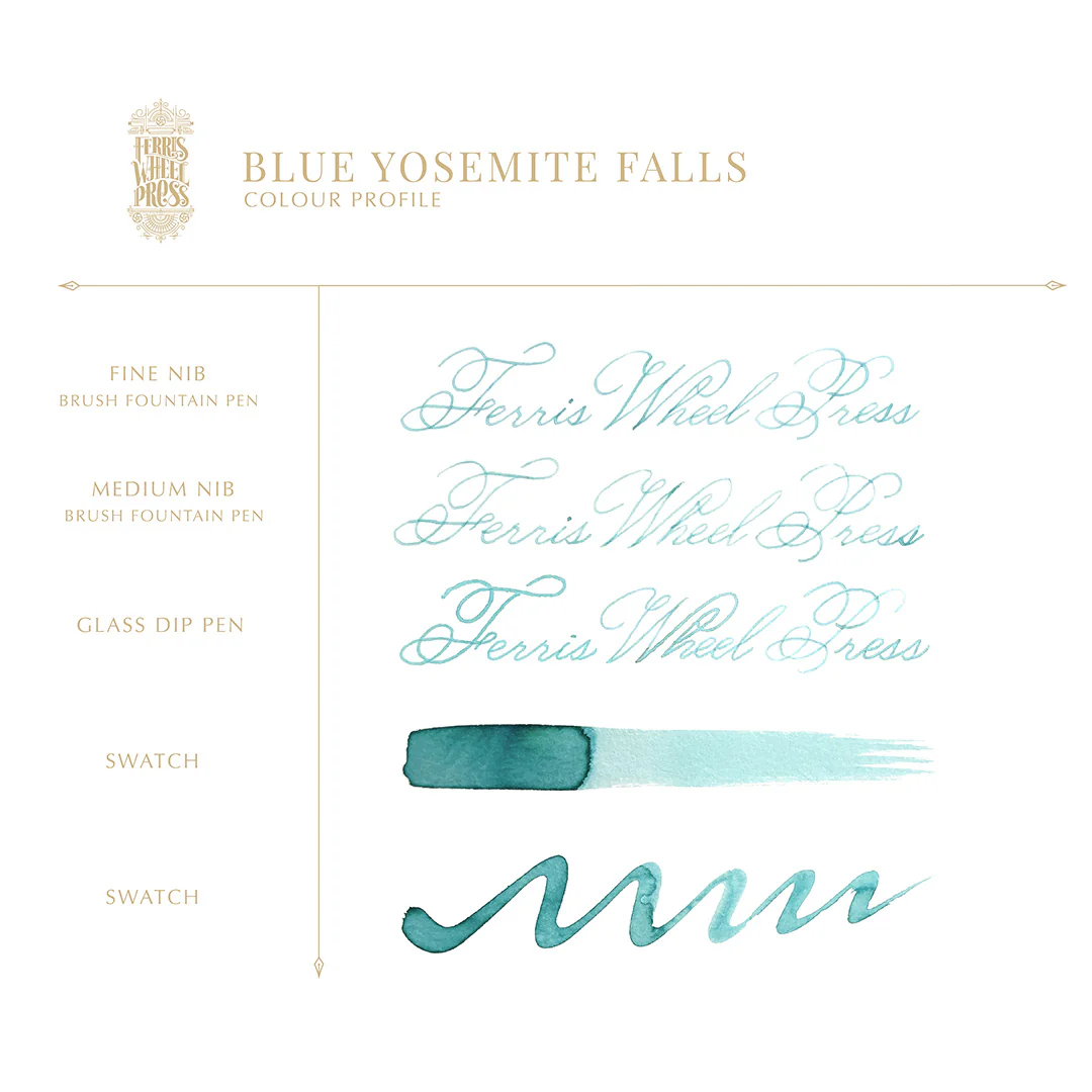 Ferris Wheel Press Fountain Pen Ink 38ml Blue Yosemite Falls - Image 2