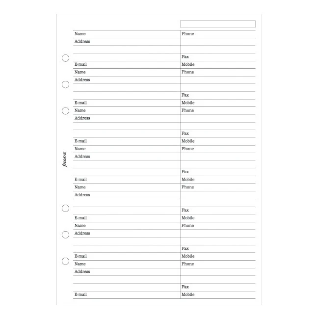 Filofax Name and Address