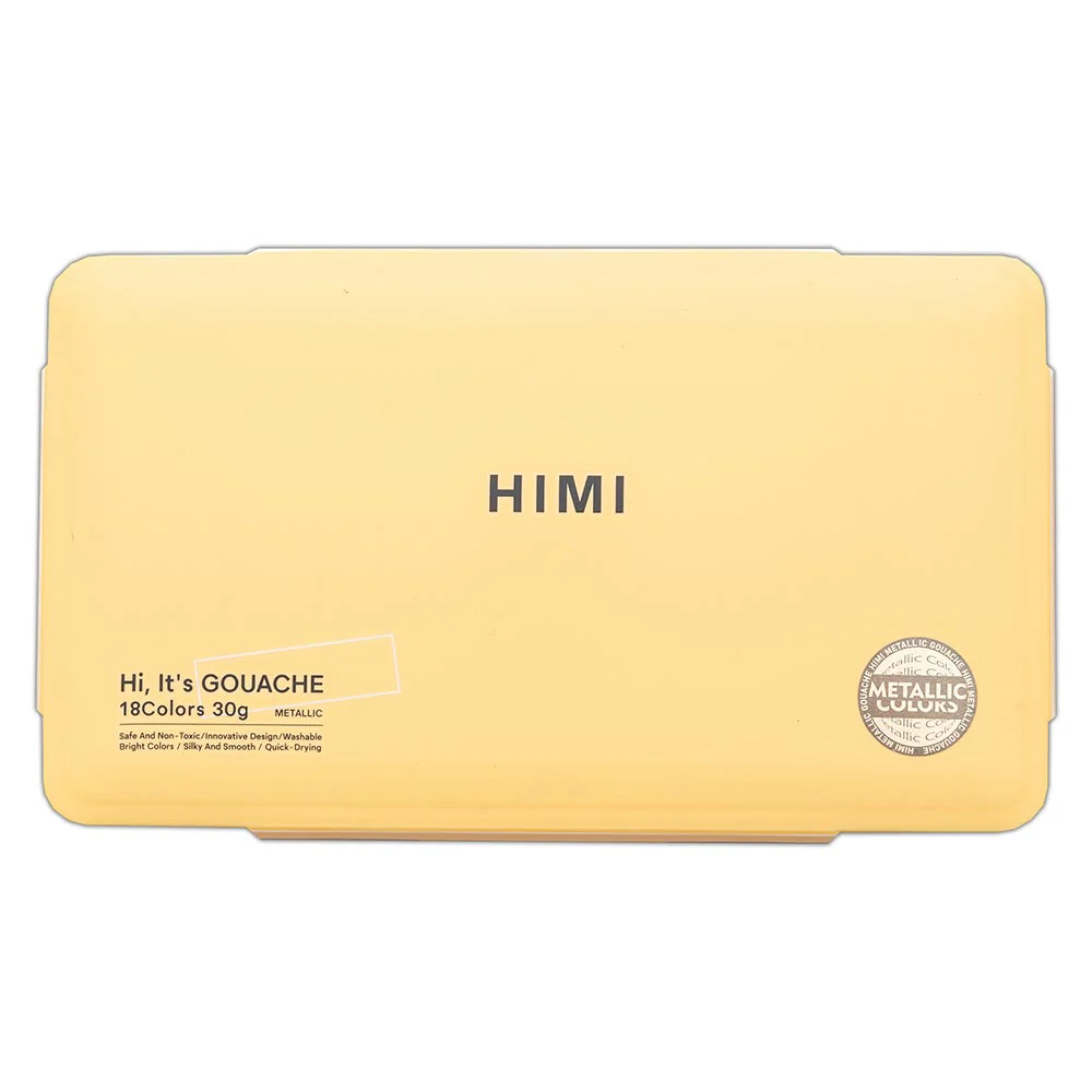 HIMI Jelly Cup Gouache Set of 18 Colours Yellow Case Metallic Edition - Image 6
