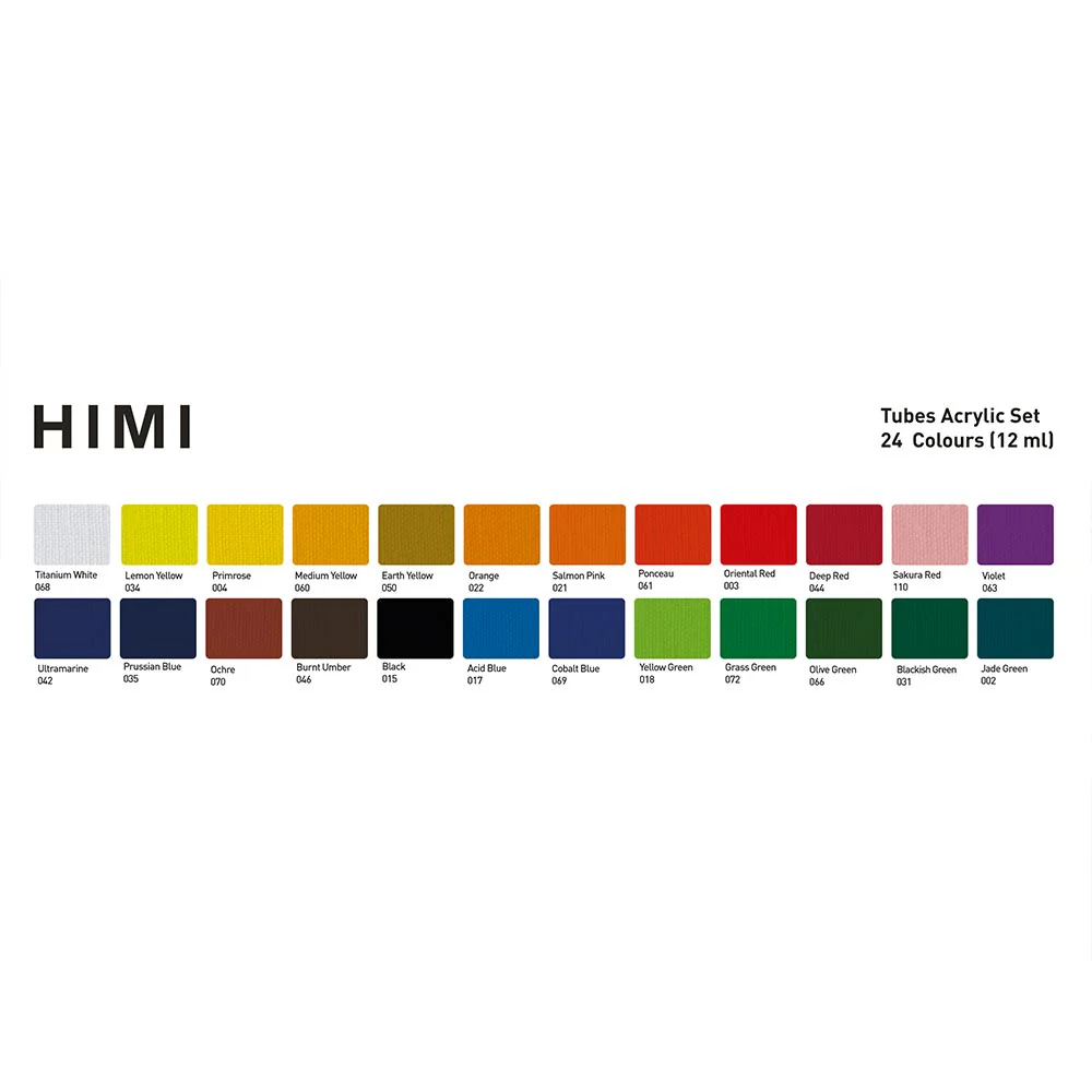 HIMI Tube Acrylic Set of 24 Colours 12ml - Image 2