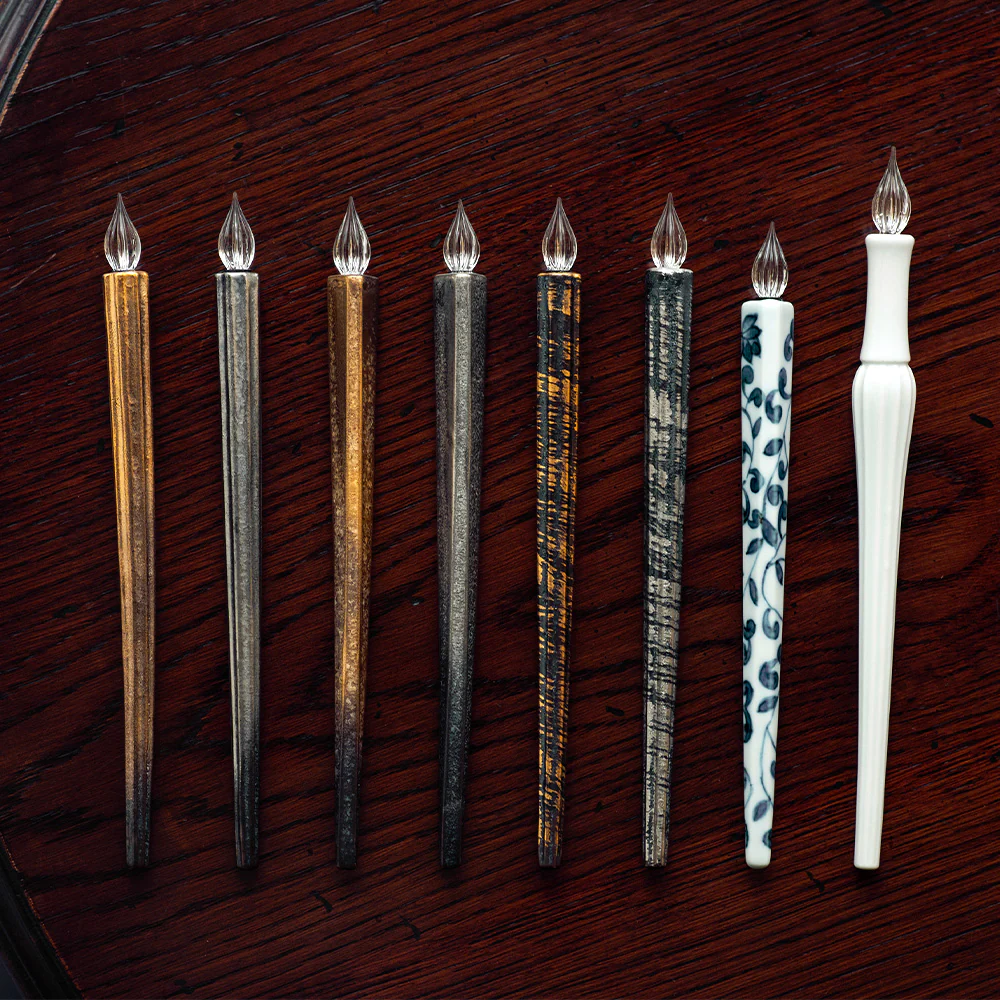 HIZEN5 Saga Collective Japanese Ceramic Glass Dip Pen Triangular Silver - Image 3