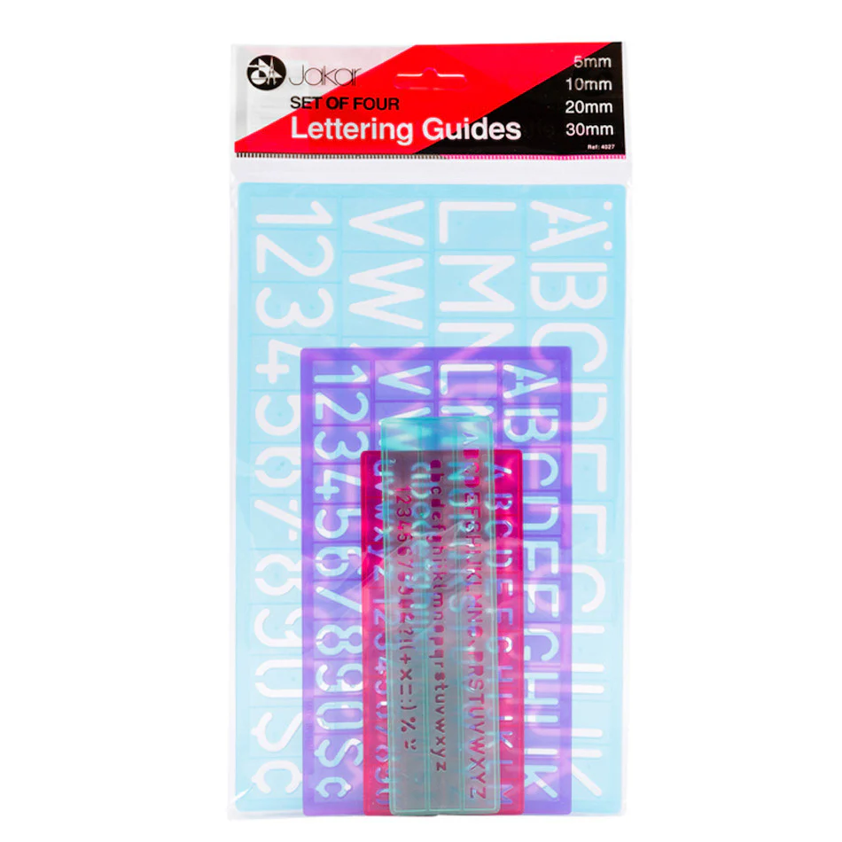 Jakar Coloured Lettering Stencil Set of 4