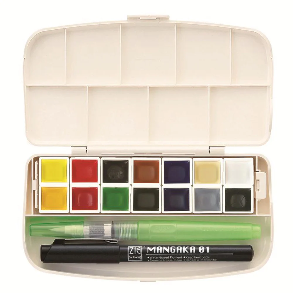 Kuretake Gansai Tambi Portable Watercolour Paint Set of 14