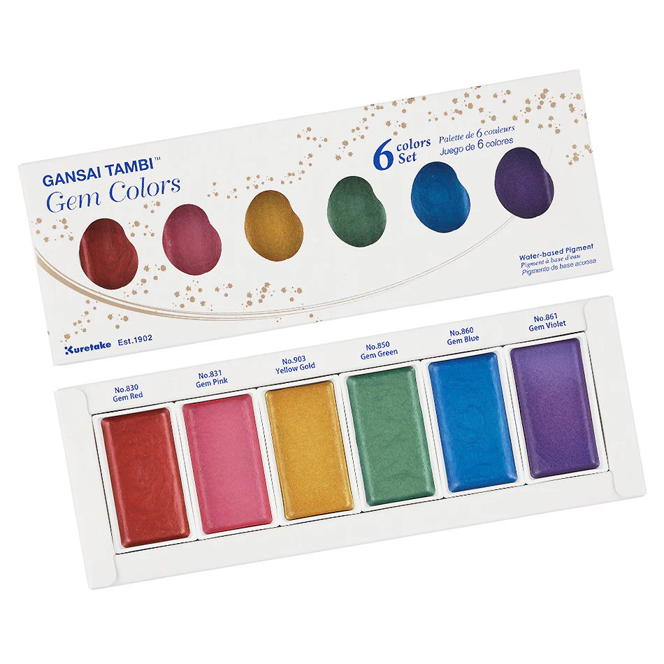 Kuretake Gansai Tambi Watercolour Paint Gem Colours Set of 6