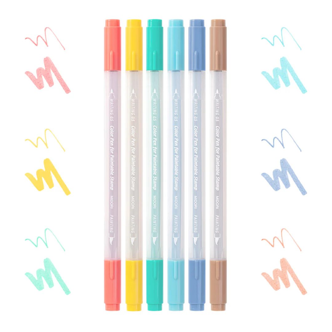 Midori Colour Pens for Paintable Stamp Set of 6 - Image 5