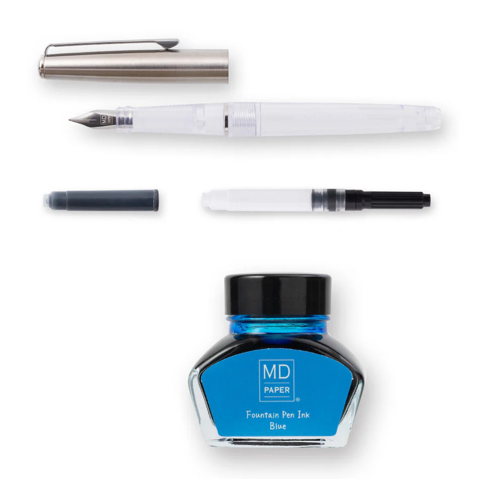 Midori MD Fountain Pen With Bottled Ink Limited Edition Blue - Image 3