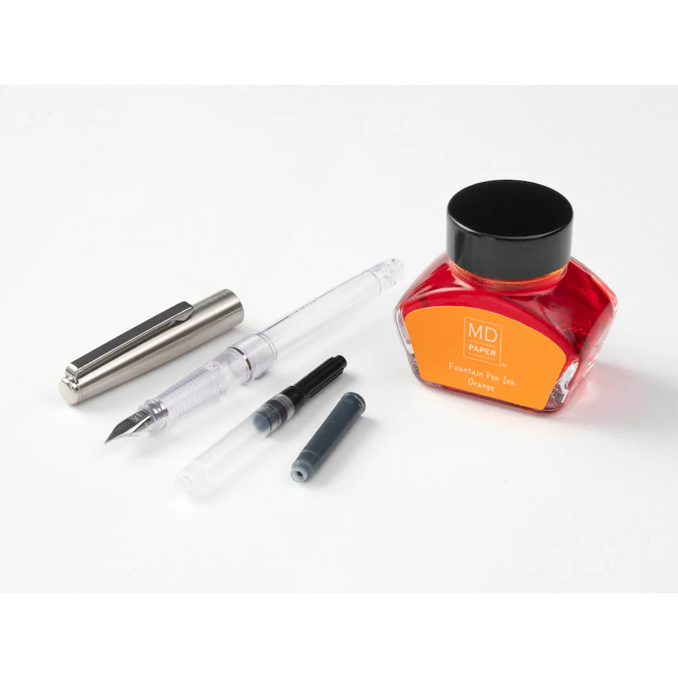 Midori MD Fountain Pen With Bottled Ink Limited Edition Orange - Image 2