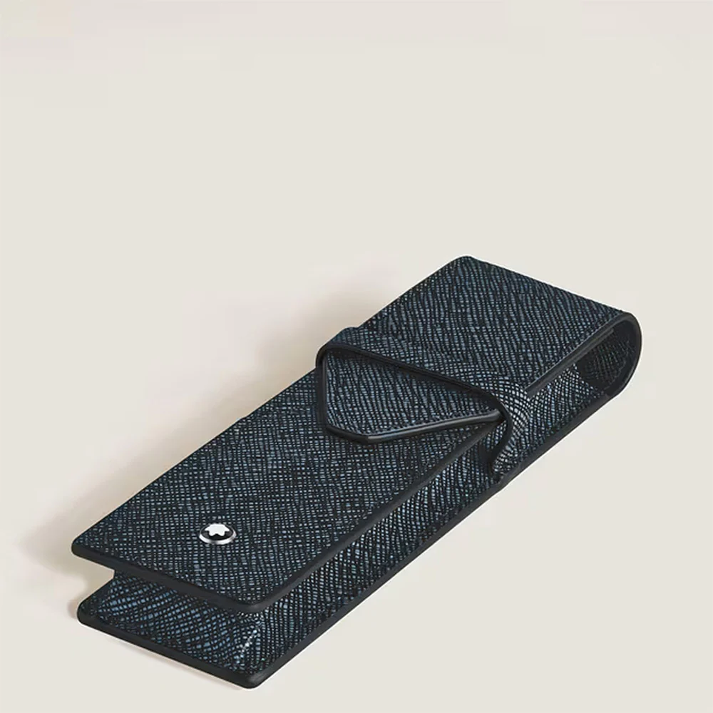 Montblanc Meisterstuck Sartorial 2 Pen Pouch Tweed Blue - Image 2