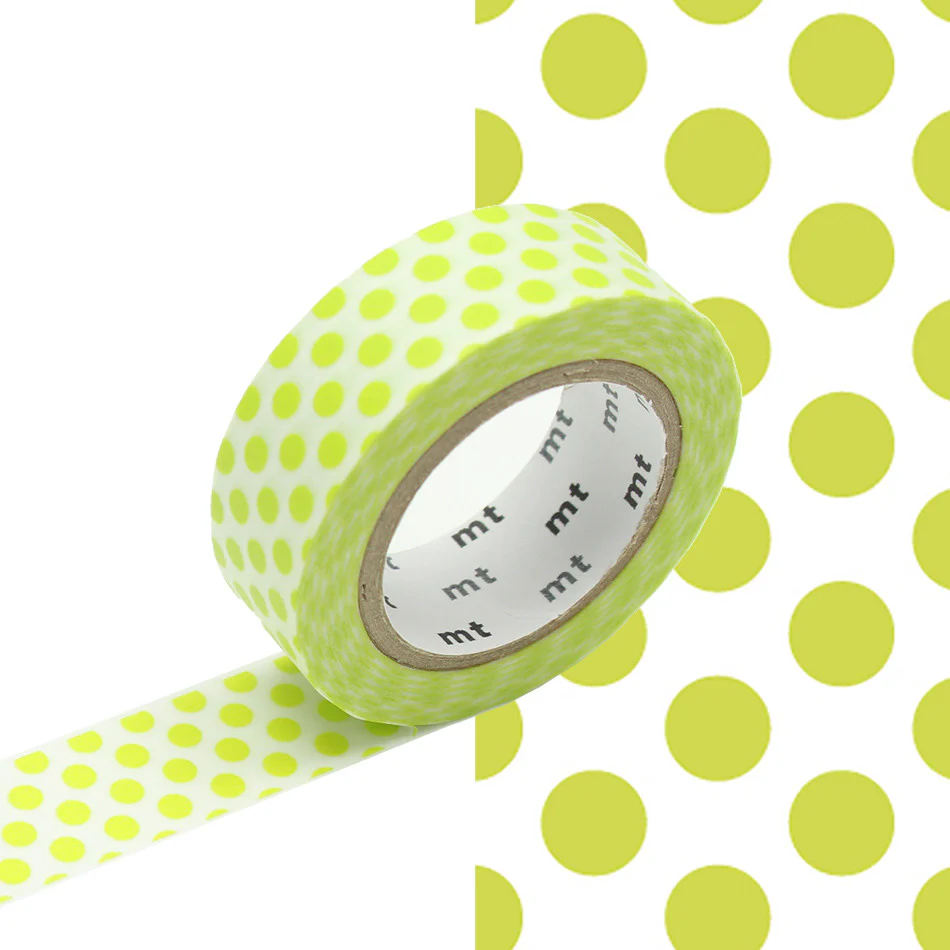 mt Washi Masking Tape - 15mm x 7m - Dot Lime