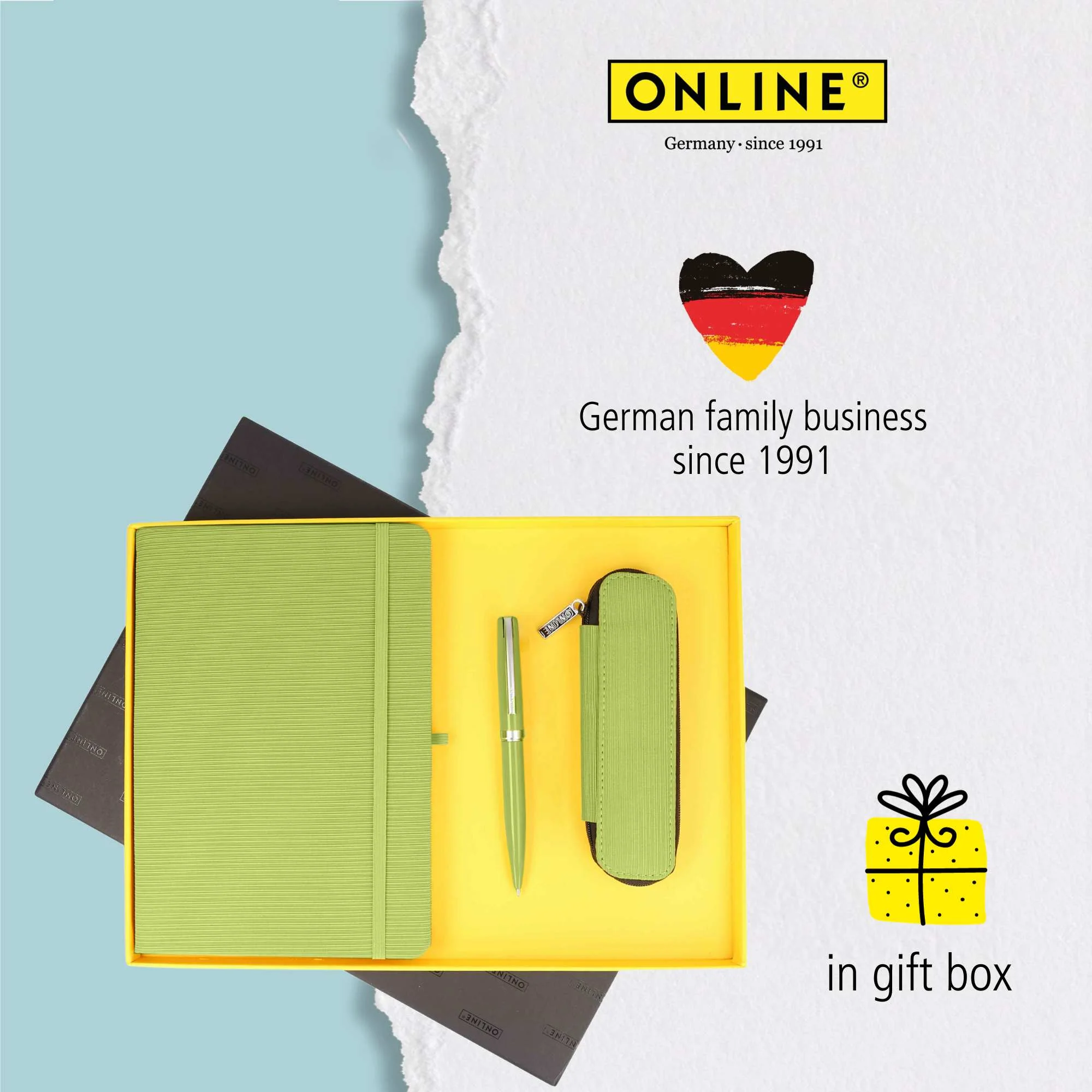 ONLINE Eleganza Notebook Ballpoint and Case Writing Set Green - Image 2