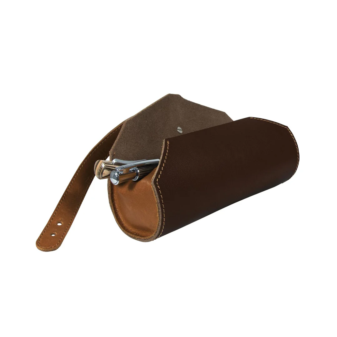 ONLINE Leather Pen Roll Pouch Brown - Image 2