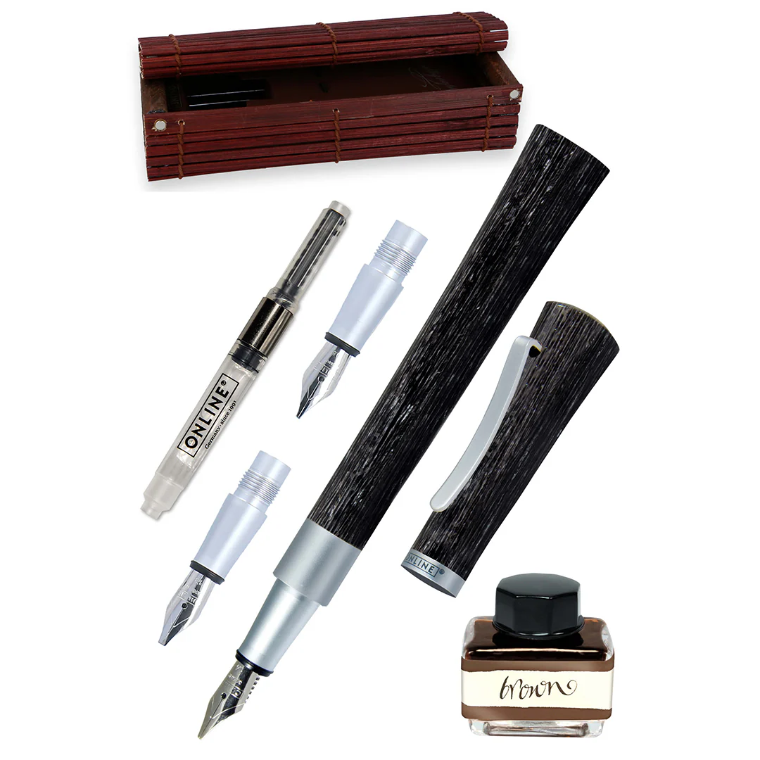 ONLINE Newood Calligraphy Fountain Pen Gift Set Black Wawa Wood - Image 2