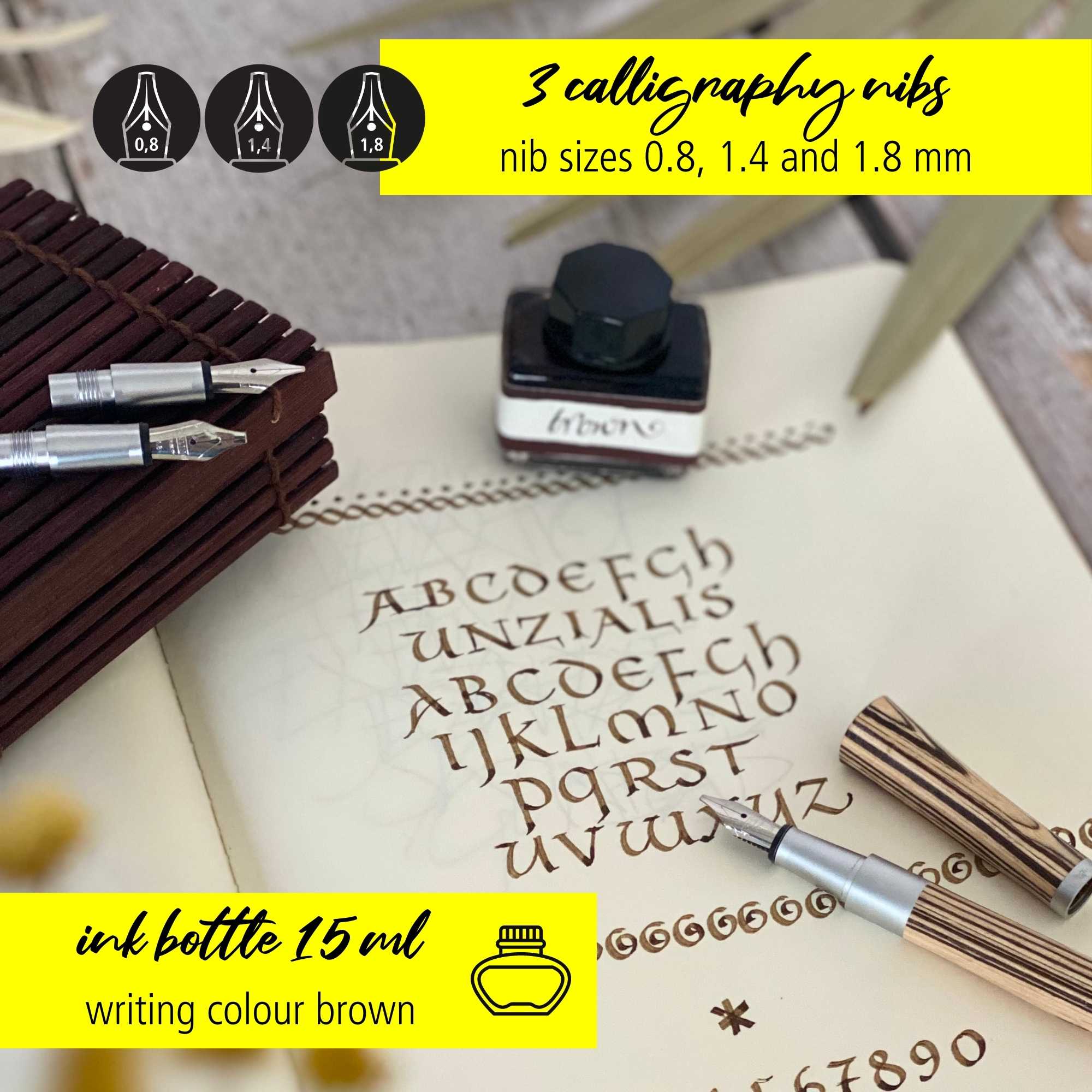 ONLINE Newood Calligraphy Fountain Pen Gift Set Black Wawa Wood - Image 4