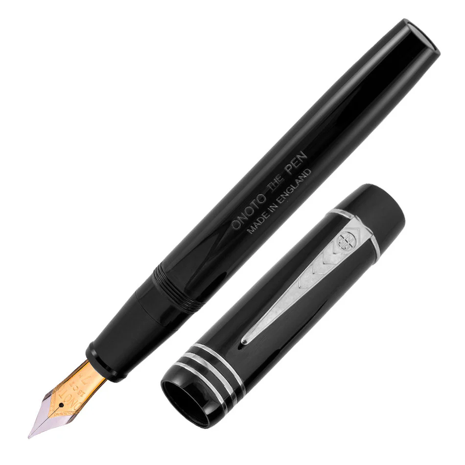 Onoto Magna Classic 18ct Gold Nib Fountain Pen Black Plain