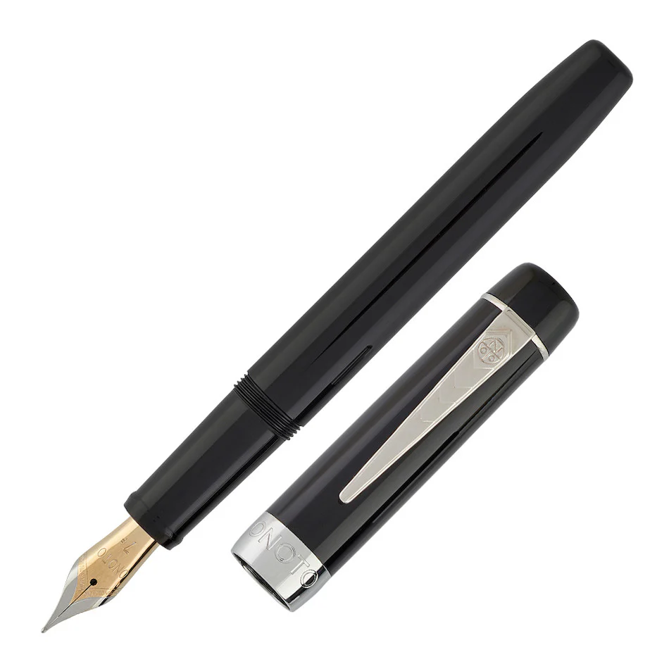 Onoto Scholar Fountain Pen Black with Silver Trim
