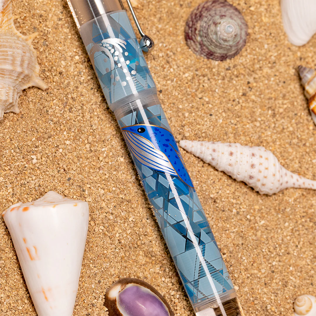 Opus 88 Demonstrator Eye Dropper Fountain Pen Limited Edition Ocean Blue Whale - Image 3