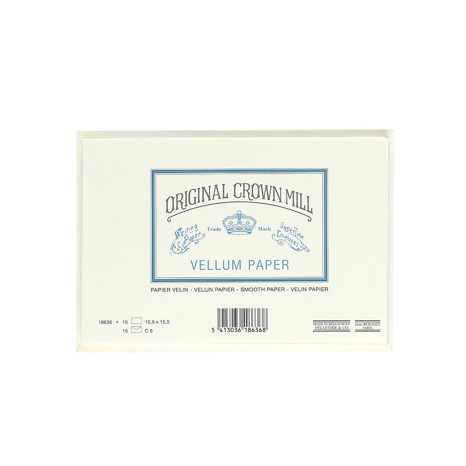Original Crown Mill Vellum Laid Paper Card & Envelope Set C6