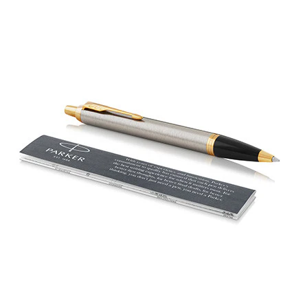 Parker IM Ballpoint Pen Brushed Metal with Gold Trim - Image 2